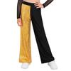 Girls Sequins Patchwork Pants Elastic Waist Color Block Dance Trousers Hip Hop Jazz Outfit