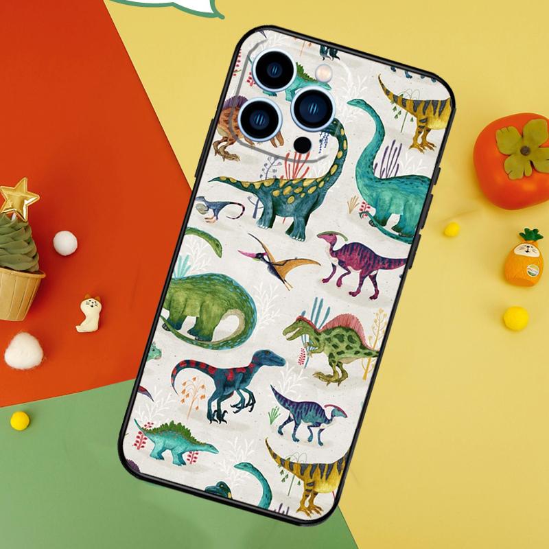 Cute Dino Dinosaur Phone Case For iPhone 17 Pro Max 16 15 13 12 11 14 Pro Max Plus 12 13 Mini 16e 17 Air Cover