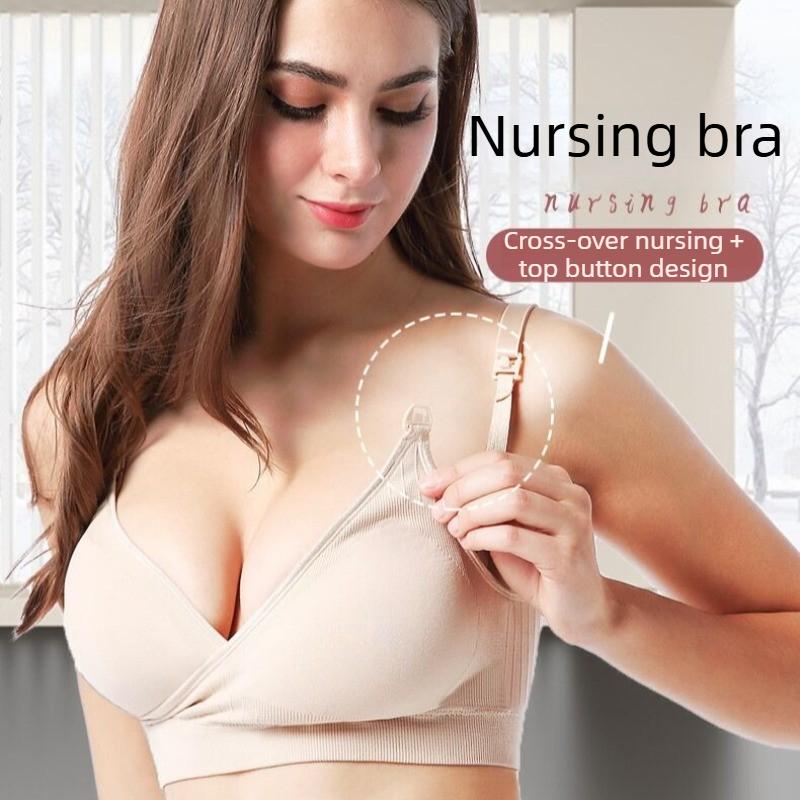 Plus-size nursing bra with front clasp French style for pregnant women and nursing mothers
