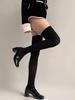 1 Pc Women'S Solid Black Over-The-Knee Socks, Preppy Sweet Cool Style Stretchy Slimming Stockings, Versatile