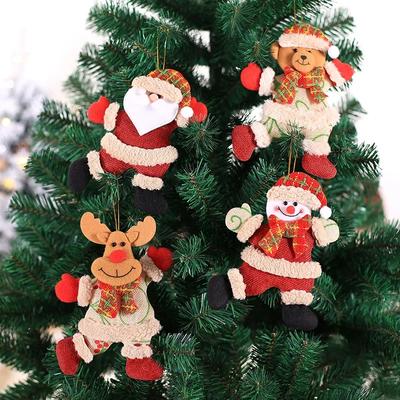 Noel Karikatür Asılı Dekorasyon Sevimli Dans Eden Noel Baba Kardan Adam Geyik Ayı Keten Noel Ağacı Kolye Odası Süsü