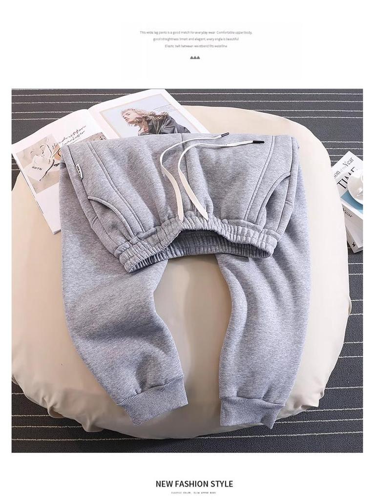 Pantaloni de trening pentru femei din lână de miel căptușiți cu fleece - Groși, călduroși, joggers cu manșete pentru toamna/iarna 2024