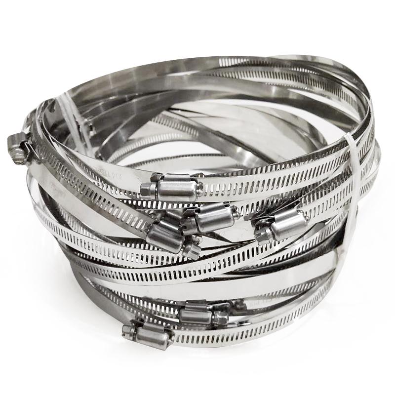 Nerezové hadicové a potrubní spony 201, americký styl, celopásková spona s plným otvorem pro projekty na užitkové sloupy, vzduch a osvětlení