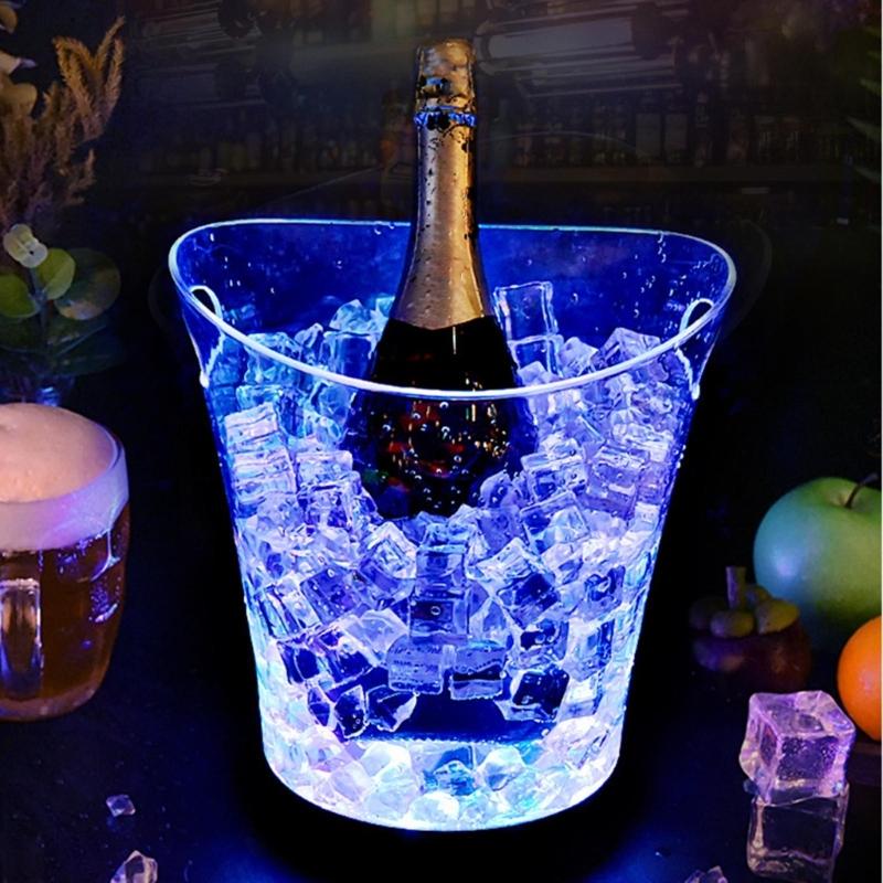 5L LED Ice Buckets with Colorful Light Portable 5L LED Ice Buckets Ice Container Bin for Outdoor BBQs and Festivities