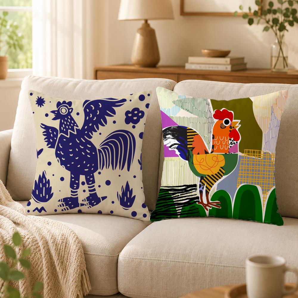 Art R-Rooster DoodleS Cushion Cover Double-Sided Printed Pillow Cover Hypoallergenic Dust-Mite Proof
