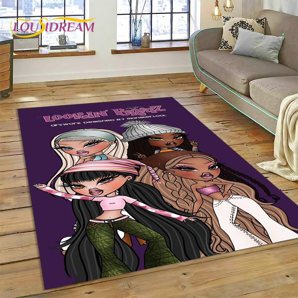 3D Cartoon Bratz Girlz Rock Game HD Carpet Rug for Home Living Room Bedroom Sofa Doormat Decor,kids Area Rug Non-slip Floor Mat