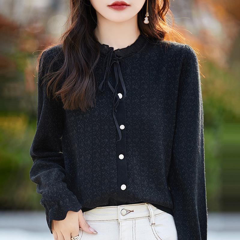 

Кардиган из шерсти мериноса для женщин в весенне-осеннем стиле, модный и универсальный кардиган тонкой вязки из шелка, куртка класса люкс, приятная к коже XL