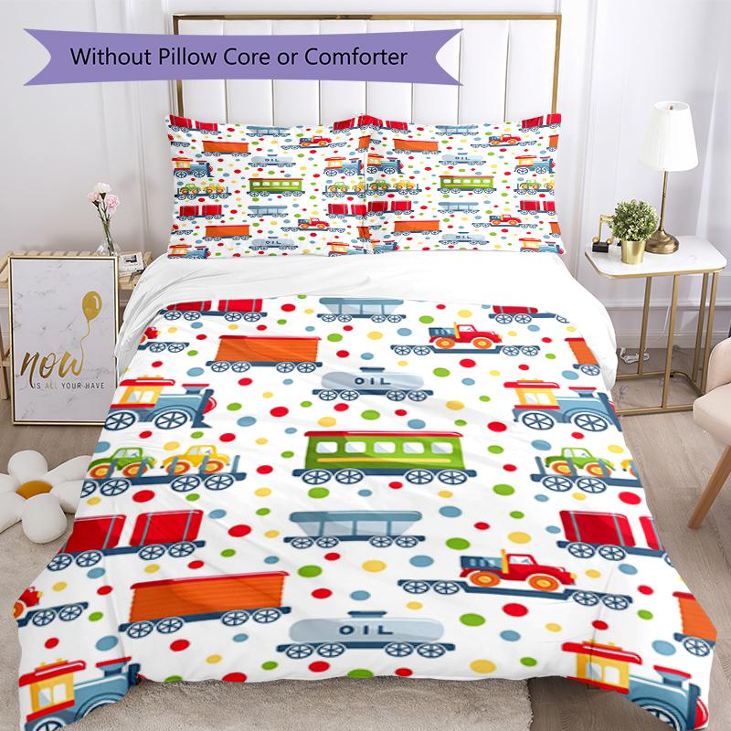 3pcs Cute Cars Bedding Set Duvet Cover Closure Includes 1 Duvet Cover & 2 Pillowcases, Soft and Comfortable for All Seasons.