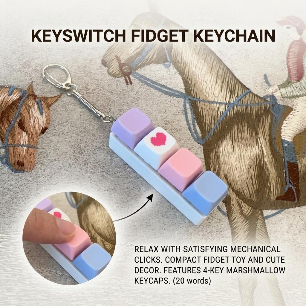 4-Key Mechanical Keyboard Tester Stress Relief Toy with Macaron Keycaps and Keychain