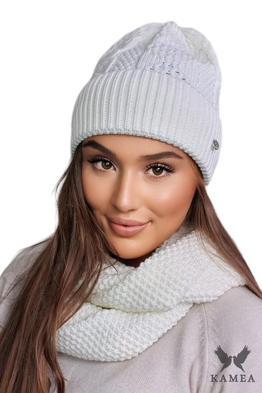 Sappho Women' Set Hat with Snood, Ecru Color