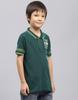 MONTE CARLO Boys Green Printed Collared Neck Half Sleeve T-Shirt