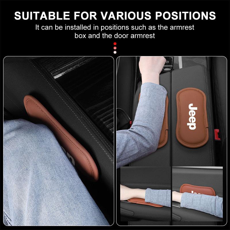 1Pcs Leather Car Pillow Car Knee Pad Elastic Memory Foam Leg Pad For Jeep Renegade Wrangler JK Grand Cherokee WJ XJ Willys Compass Command