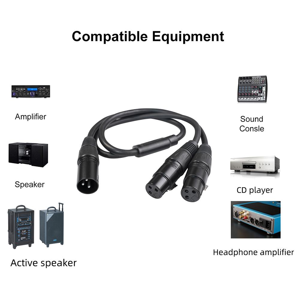 50cm XLR Splitter Cable 3Pin XLR Splitter Male To 2 Female Cable 1 Male To 2 Female XLR Y Splitter XLR Y Splitter Cable