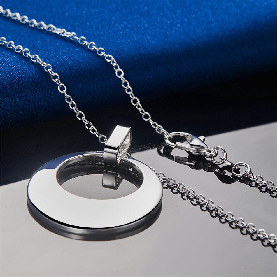 925 sterling silver 16-30 inch exquisite round pendant necklace for women's fashion wedding accessories, jewelry gifts