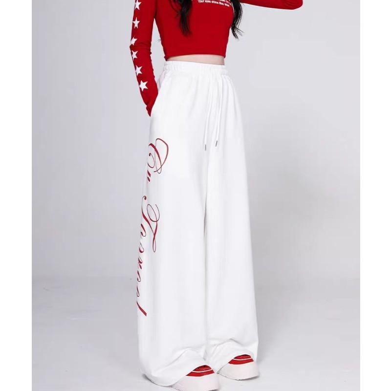 Korean Style Women's Hip Hop Printed Drawstring Dance Pants