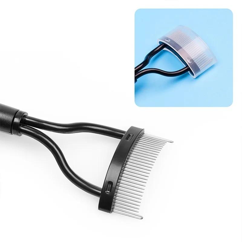 Portable Eyelash Comb Half-Curved Steel Needle Eyebrow Shaving Brush Grafting Eyelash Tool Women's Facial Makeup Accessory
