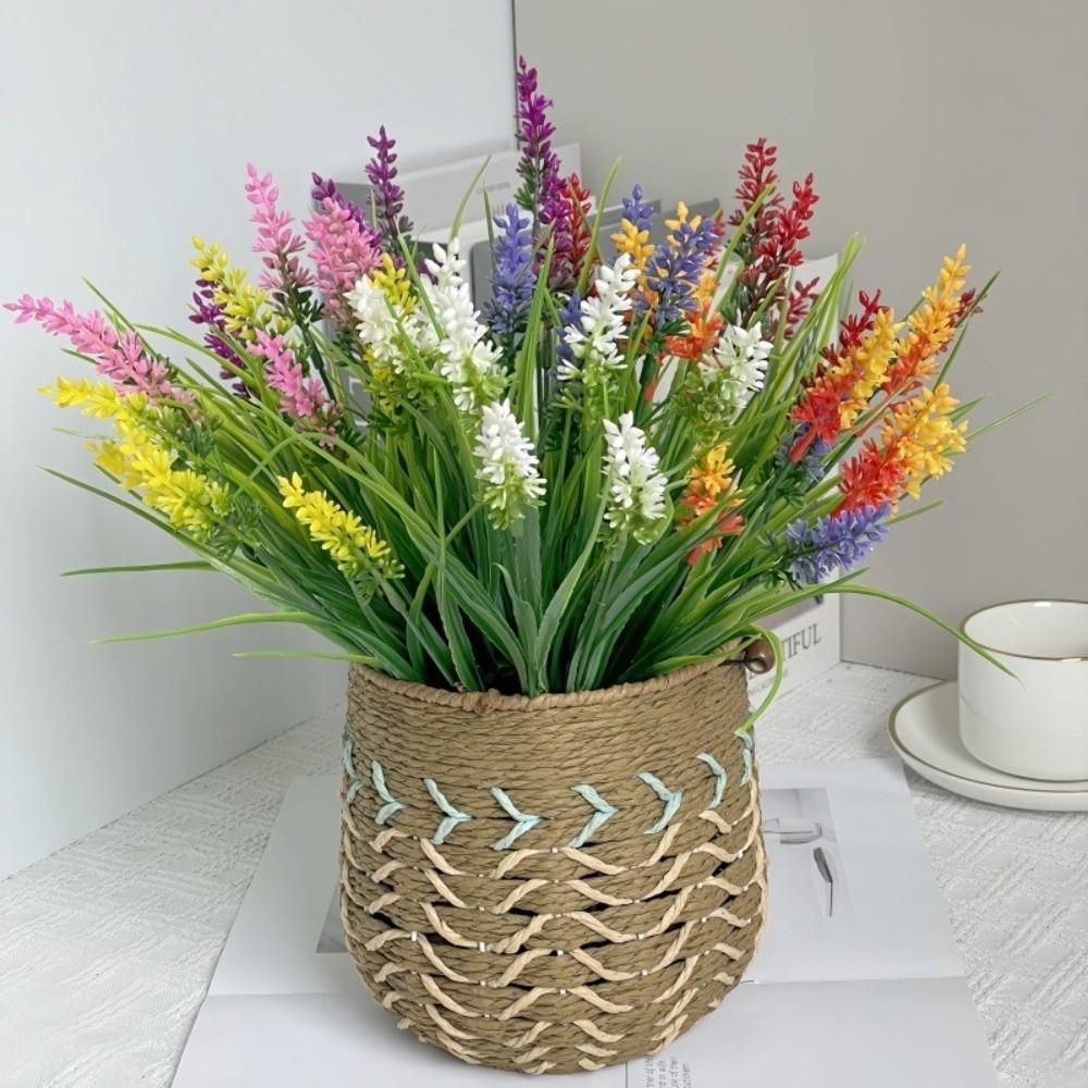 DIY Vase Ornaments 35cm Artificial Fall Flowers Adjustable Durable Faux Lavender Flowers Lifelike Faux Plants Home Porch