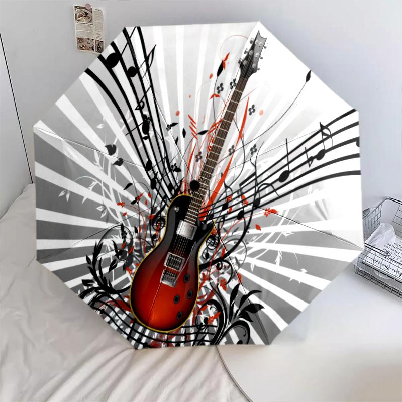 1PC electric guitar Umbrella Portable Folding Umbrella Iron Frame Hole Bone Structure Outdoor Home Umbrella A15