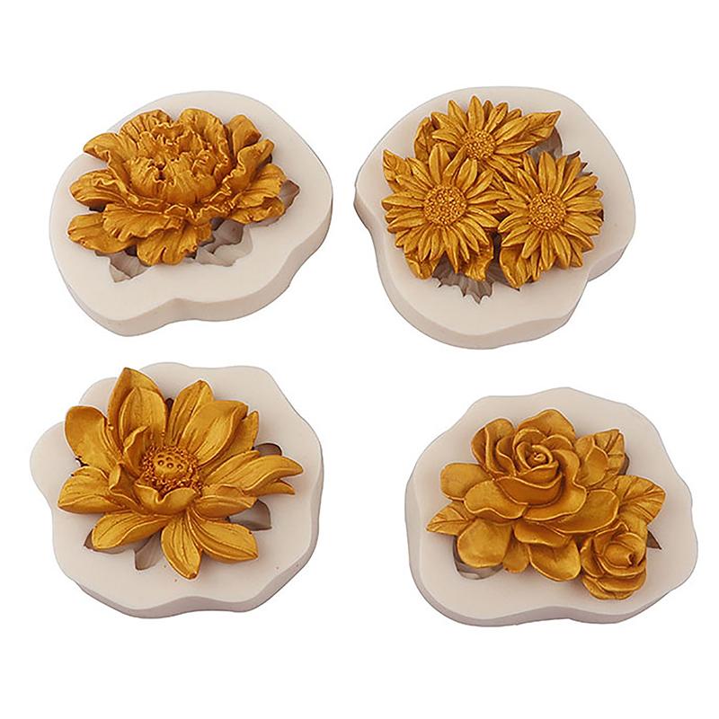 1Pc Peony Sunflower Lotus Silicone Molds Chinese Rose Flower Mould Diy Chocolate Candy Cake Fondant Mold Dessert Decoration