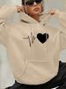 Damen Casual Kapuzensweatshirt Lebhaftes Rotes Herz Stethoskop Grafikdruck Trendiger Hoodie Langarm-Pullover mit Taschen