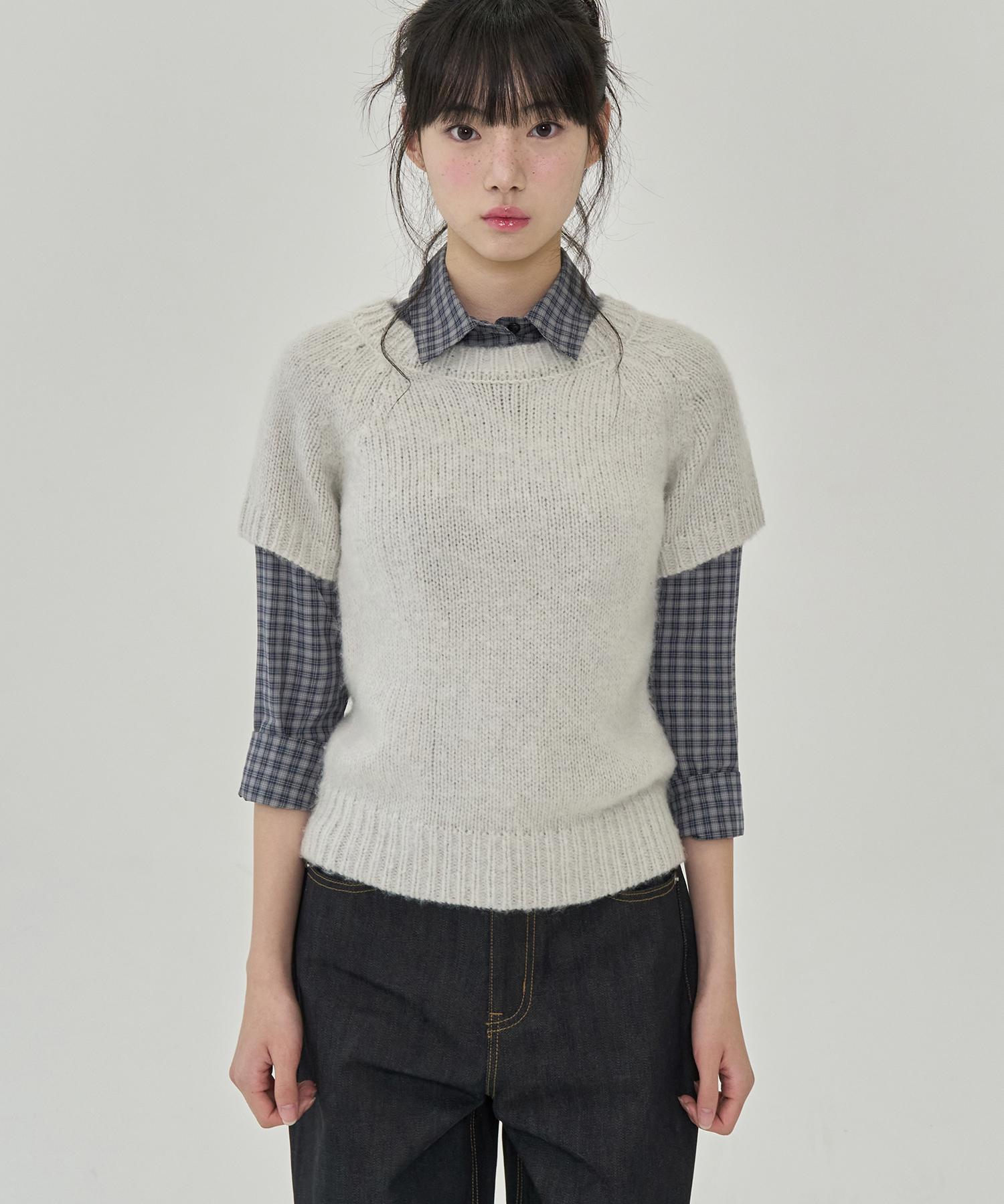 Tofi Woman W Half Sleeve Raglan Knit (Ash White) Ash White/S