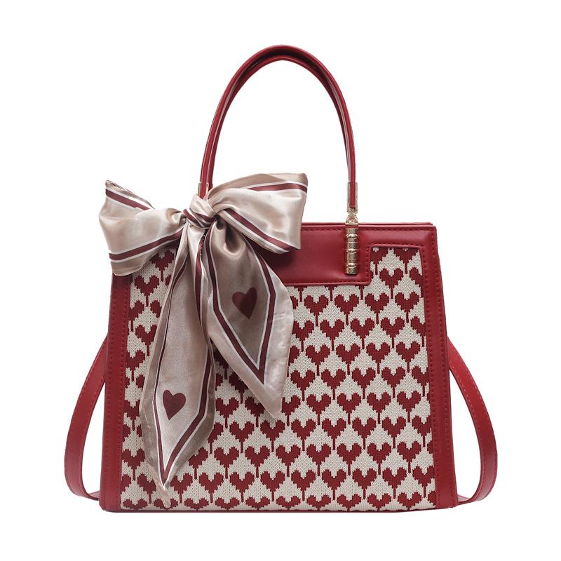 Красная женская сумка в гусиную лапку: Новая элегантная свадебная сумка-кроссбоди для мам на 2025 год