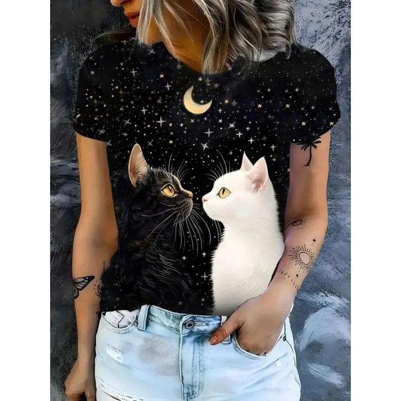 3D Printed Summer Animal Pattern Breathable Women's T-shirt Trend Versatile