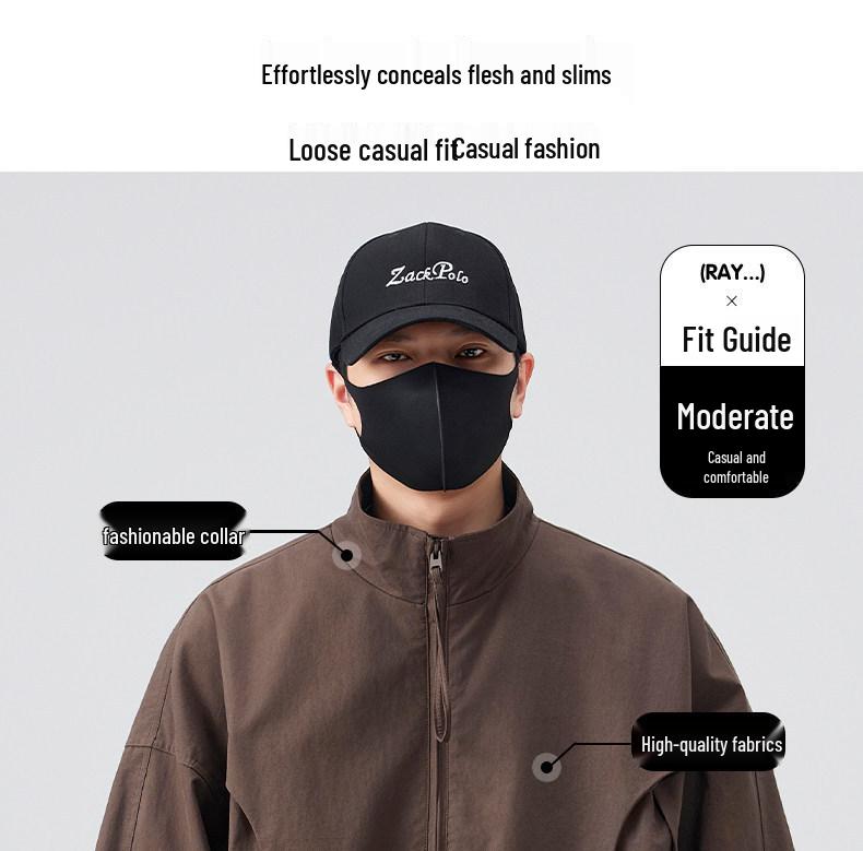 Amerykańska Modna Męska Luźna Kurtka Robocza z Kołnierzem Stójką na Wiosnę i Jesień 2026