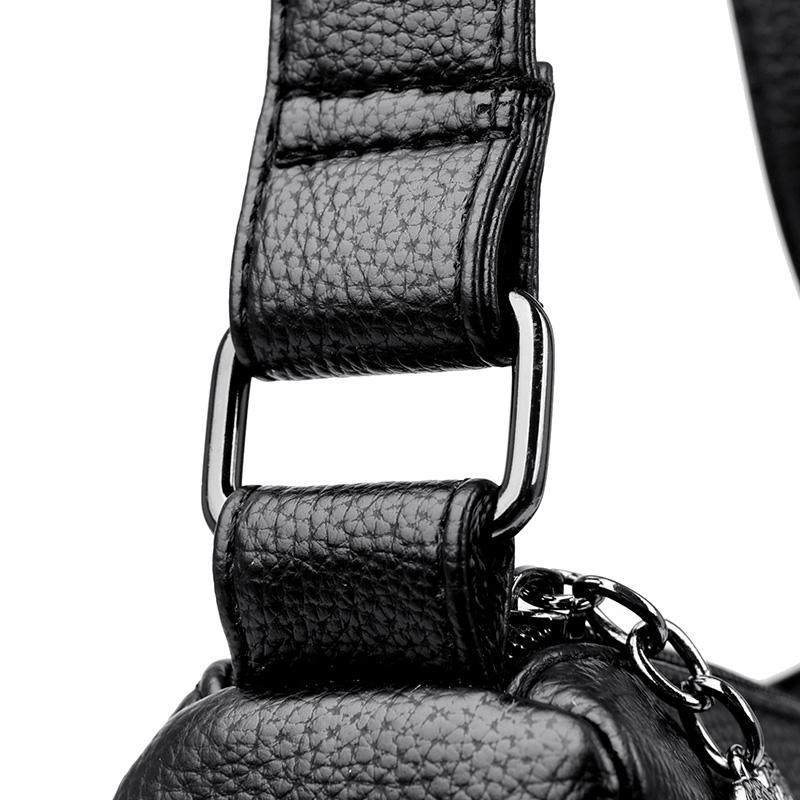 Кожаная сумка Женская сумка среднего возраста Сумка через плечо для матери чёрный — фото 15