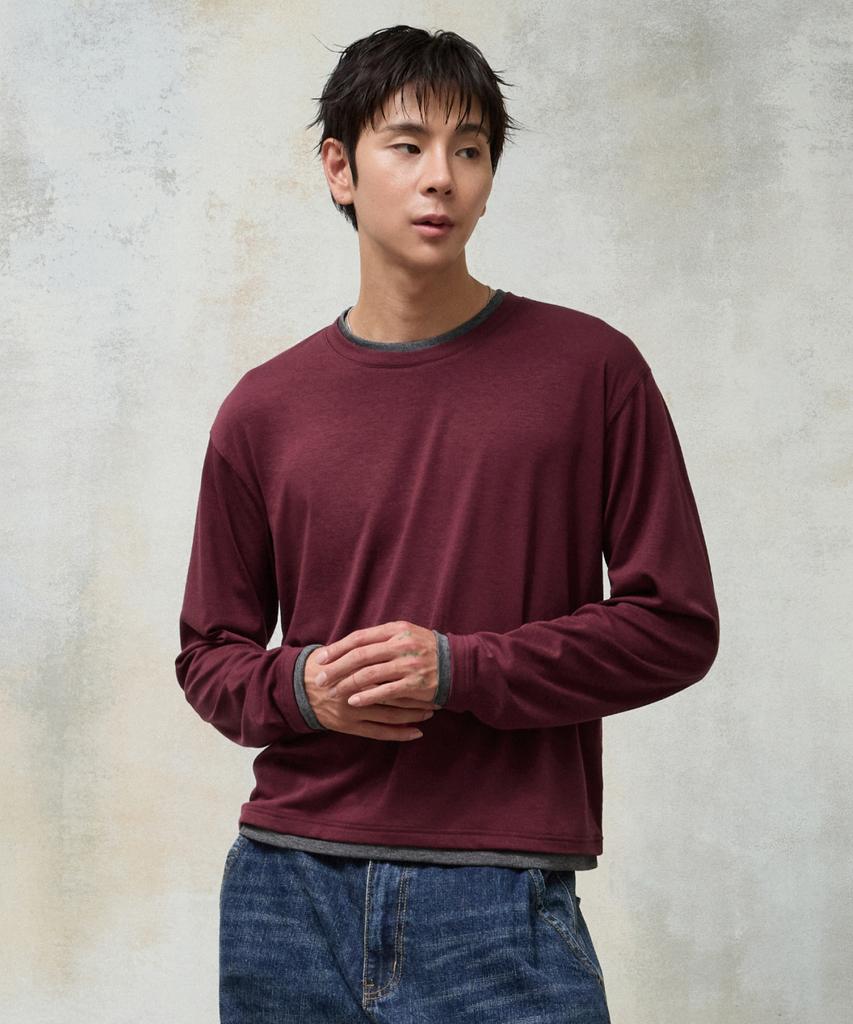 AGOD Soft Layered Long Sleeve [Burgundy]
