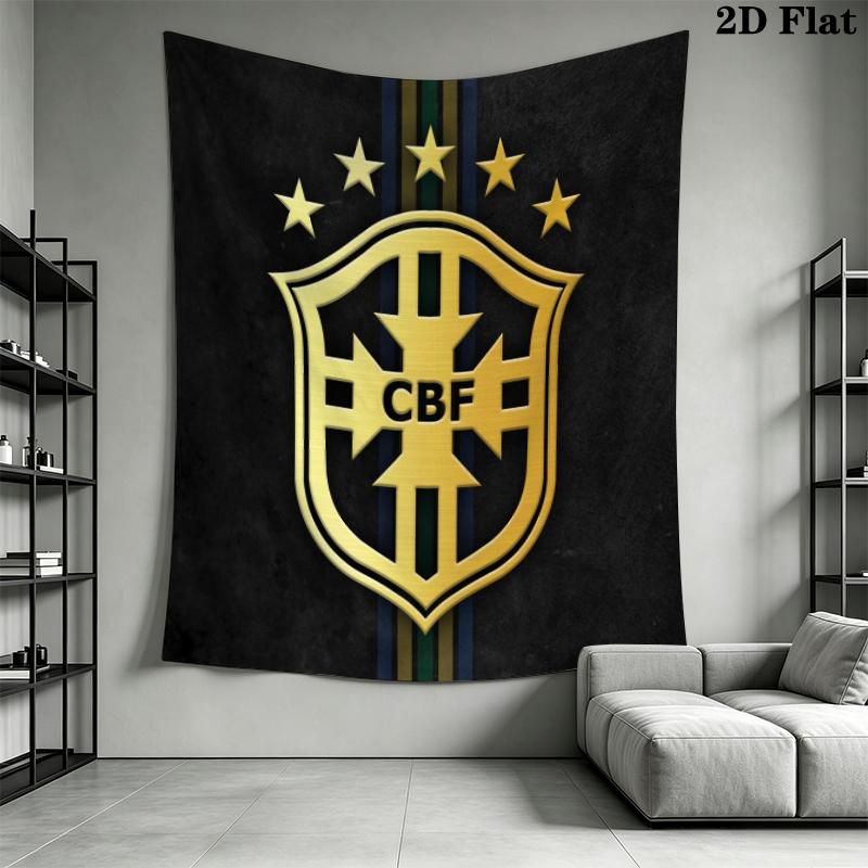 Brazilian Football Wall Tapestry Aesthetic Wall Hanging Printed Fabric Blanket Decorative Tapestries for Bedroom Living Room Home Decor