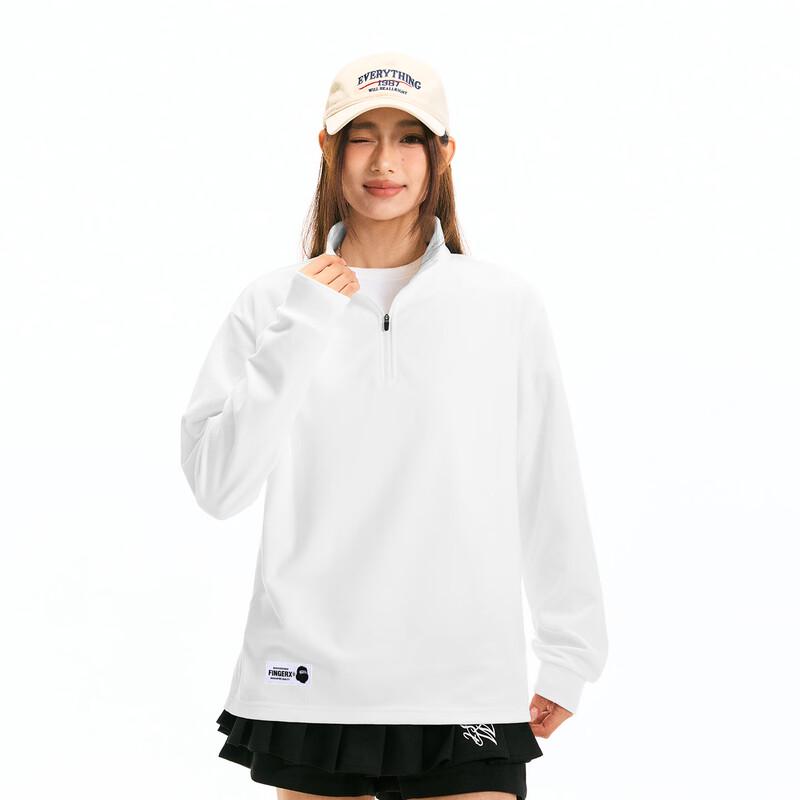 Fingercroxxit Unisex Half-Zip Mock Neck Fleece Long Sleeve Top