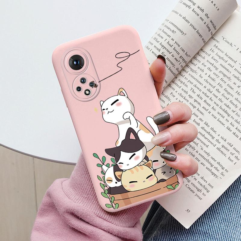 Flowers Funda For Honor 50 Capa Huawei Nova 9 Phone Case Soft Silicone Cute Cat Bear Back Cover For Honor X6a X6b X6c TPU Bumper
