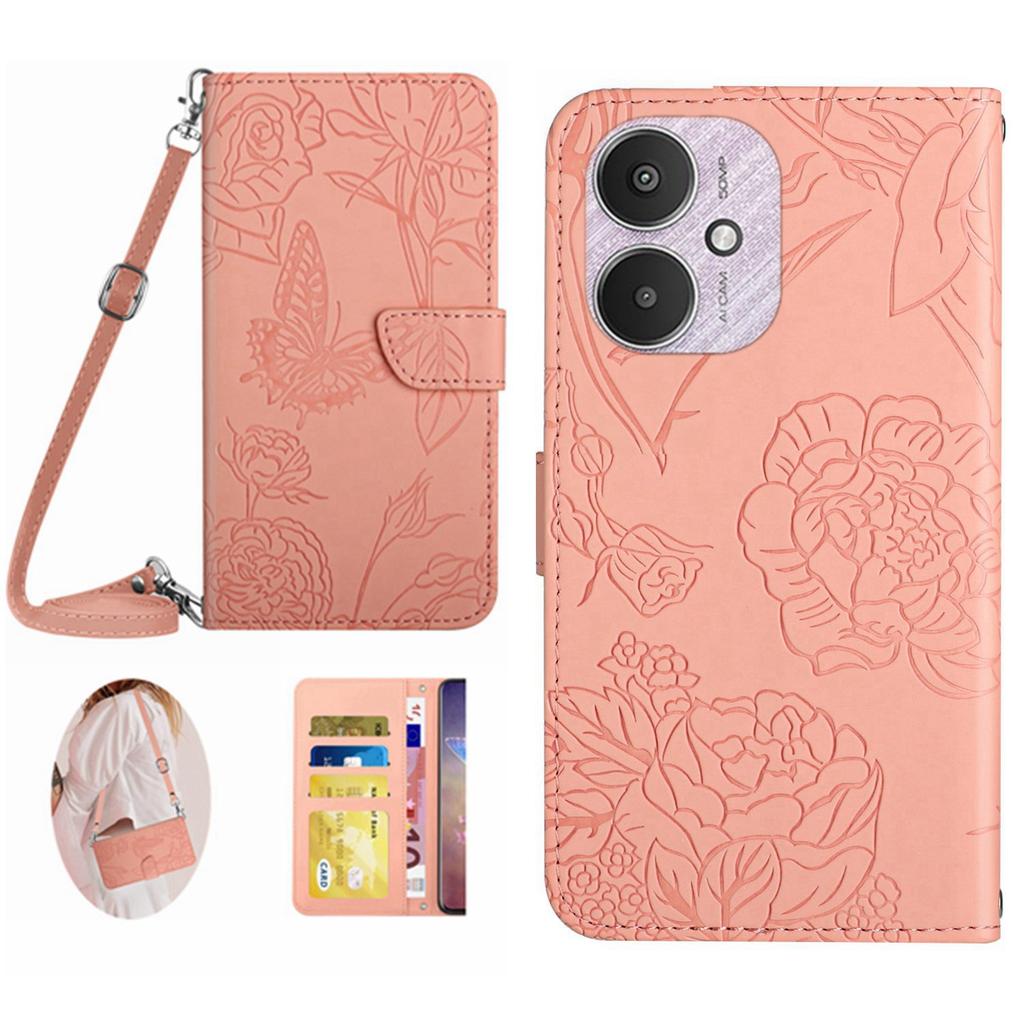HT03 For Xiaomi Redmi 13C 4G/5G/13R 5G/Poco M6 5G/Poco C65 4G Crossbody Leather Case Phone Wallet Stand