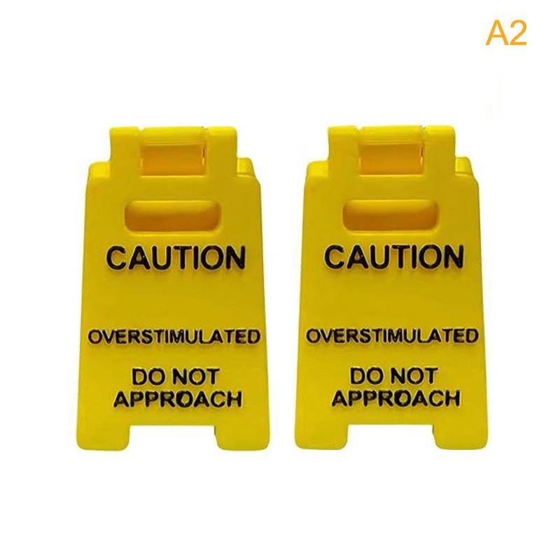 Caution Overstimulated Desk Sign 3D Printed Funny Warning Sign Mini Office Decor Humor Gag Gift For Coworker Employee Boss