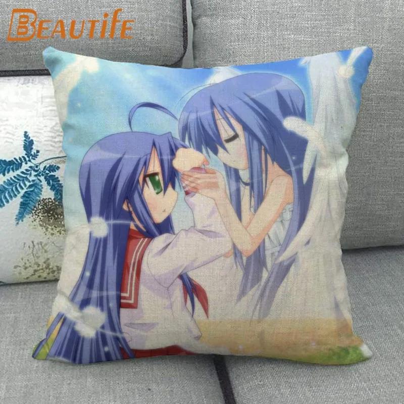 Custom Lucky Star Pillowcase Cartoon Girl Wedding Decorative Cotton Linen Pillow Case for Home Pillow Cover 45X45cm One Side