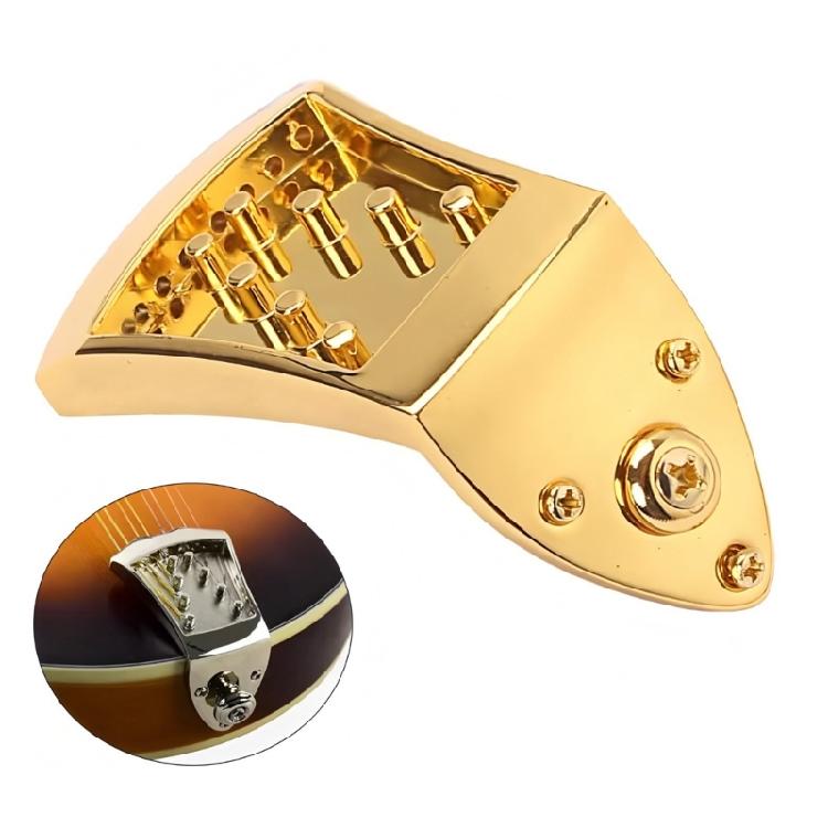 Polished Metal Mandolin Bridge Eight String Tailpiece For Precise String Alignment And Acoustic Resonance