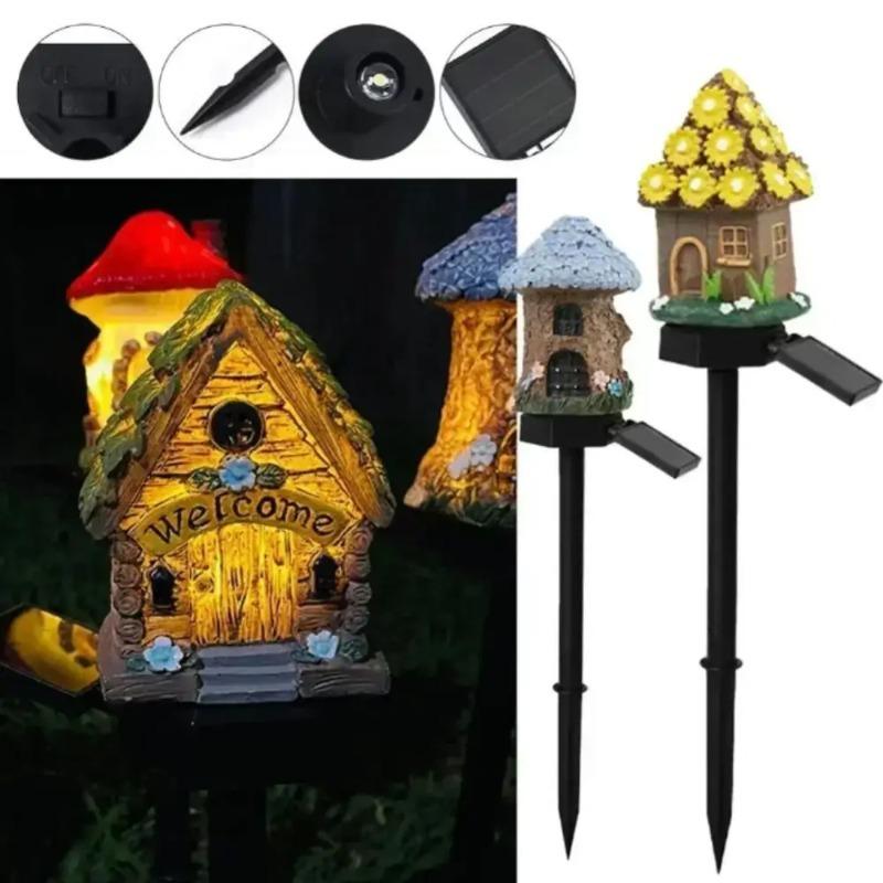 Multi Craft LED Solar Lawn Light Waterproof Design Miniature Fairy House Solar Powered Outdoor Decor Fairy Mushroom House