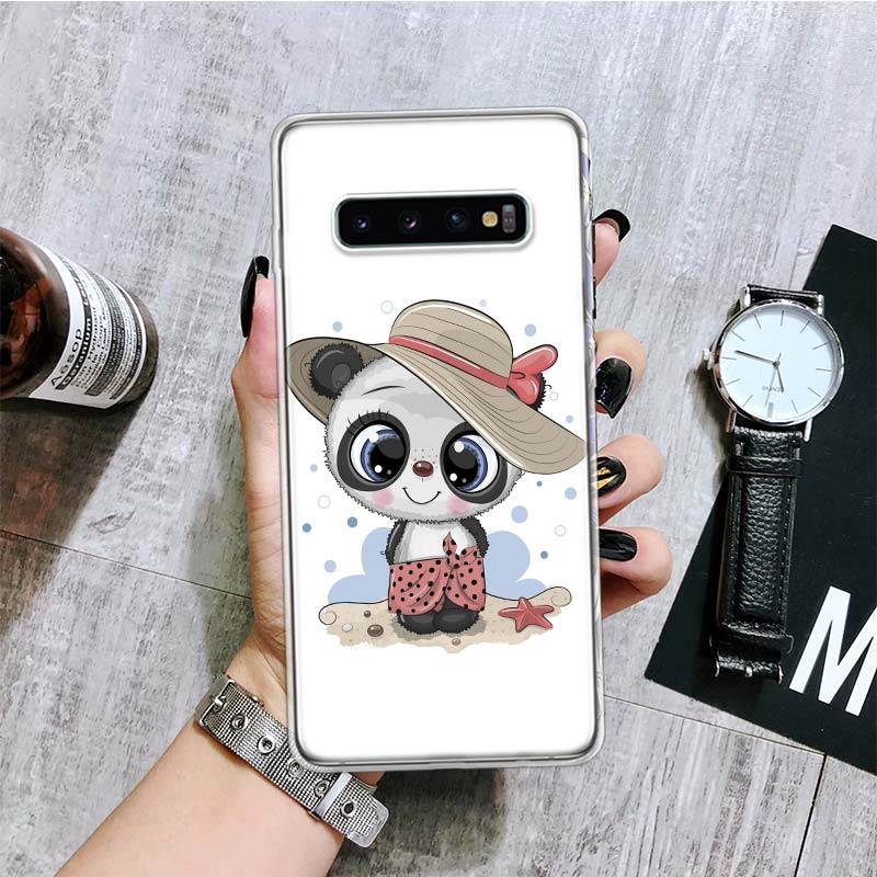 Lovely Panda Baby Cute Phone Case For Samsung Galaxy S20 FE S10 Plus S21 S22 Ultra S10E S9 S8 S7 Edge J4 + Fundas Cover Coque