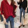 Women Polka Dot Printed Chiffon Blouse Long Sleeves Tops