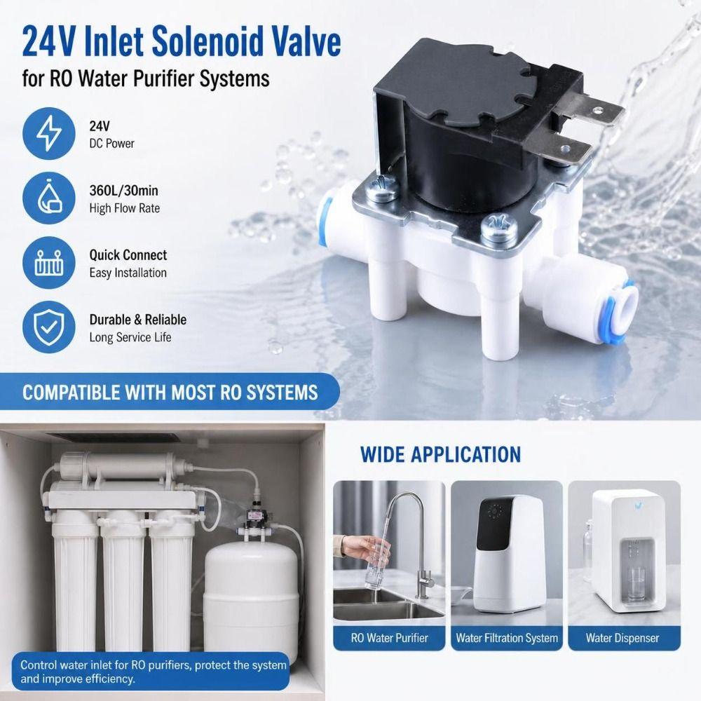 DC 24V Electromagnetic Valve Fast Response RO Solenoid Valve Water Purifier Valve Water Filters