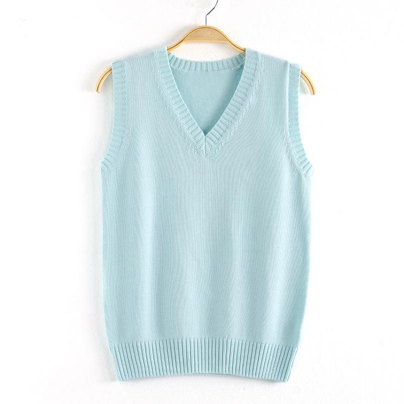 Autumn Winter V-neck Women Pullover Knitted Sweater Vest Solid Color Fashion Loose Casual Sleeveless Simple Office Tops Elegant Women Clothing