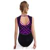 Girls Gymnastics Leotard Sleeveless Crisscross Cutout Back with Mesh Patchwork Shiny Rhinestones Bodysuit