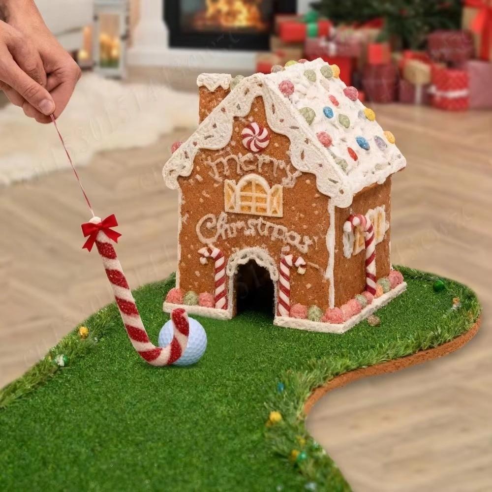 Candy Cane Club Gingerbread Golf Game Set Golf Balls Portable Design Indoor Golf Set Mini Golf Set Home Room Decorations