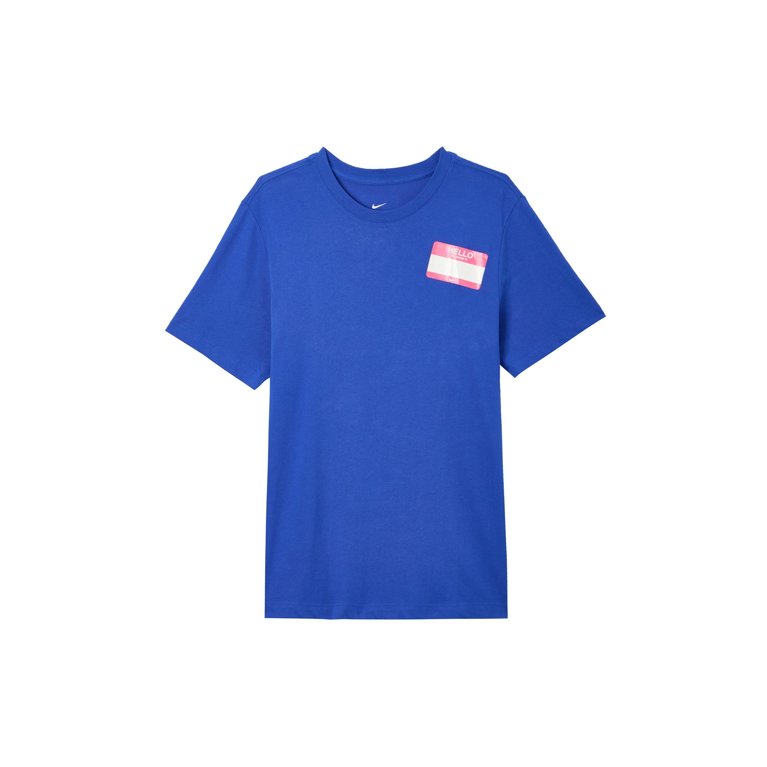 Nike Dri-fit Back Cartoon Alphabet Pattern Printing Round Neck Breathable Running Short Sleeve Blue Men s DO0771-480 M