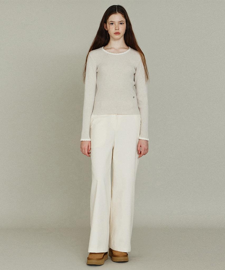 ITOV SEOUL Lambswool Scallop Slim Knit Ot
