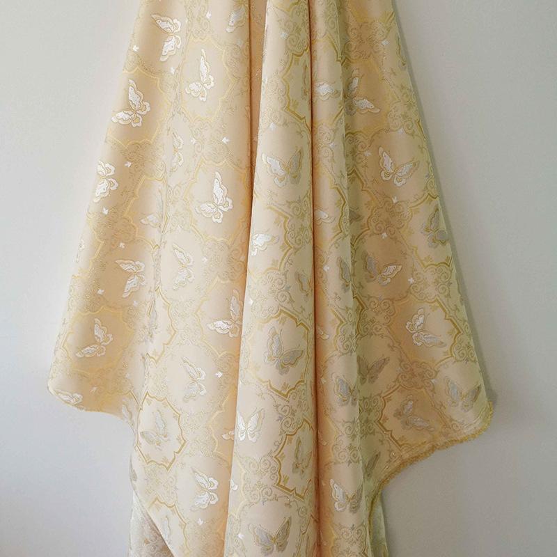 Colorful Woven Satin Butterfly Fabric Yarn-dyed Golden Silk Jacquard Fabric For Diy Sewing Dress Skirt Hanfu Qipao Bag Material