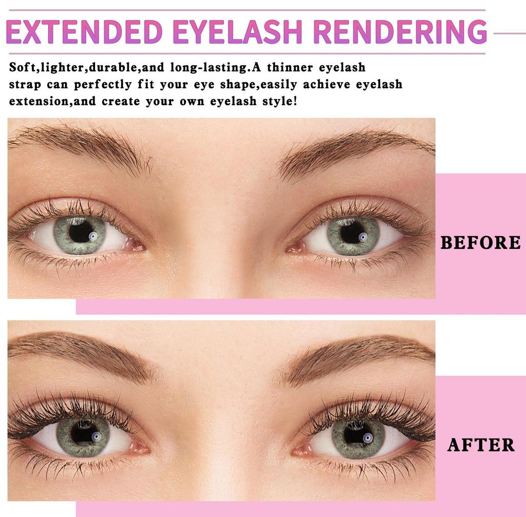 DIY Cross-Border 10D/30D/60D Kluster Ögonfransar Bok: Naturliga, Böjda, D-kurva Segment, Tjocka Lösögonfransar.