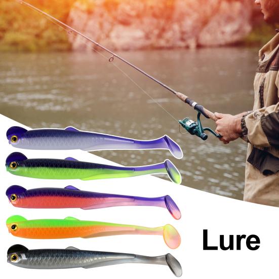 20 Pcs Fishing Lure 3D Artificial Fish with T Tail Flexible Fish Bait for Texas Jigs Wacky Hooks Outdoor Fishing