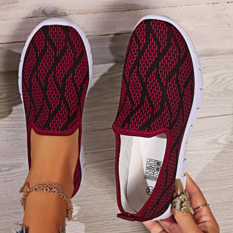 Women‘s Shoes Summer Solid Color Casual Slip-On Flat Breathable Lightweight Large Size Woven.